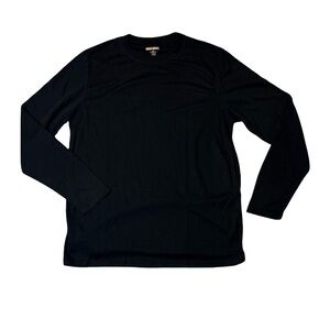 Omni Wool mens XL black solid polyester wool blend crewneck base layer t-shirt